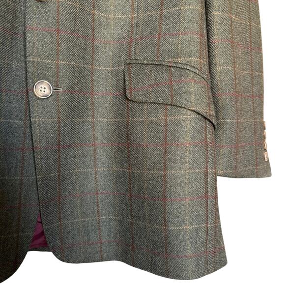 Beretta Magee Wool Blazer Green Plaid Sport Coat 44R - Picture 3 of 9